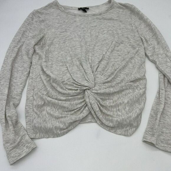 DREW Long Sleeve Heathered Gray Front Twist Top Size Medium - Picture 1 of 4